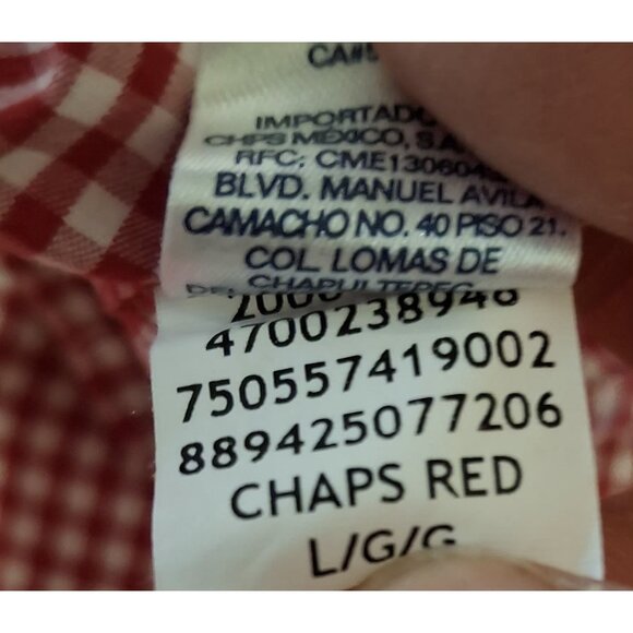 Chaps Mens Red Gingham Button-Down Long Sleeve Shirt L Cotton/Polyester - Picture 6 of 6